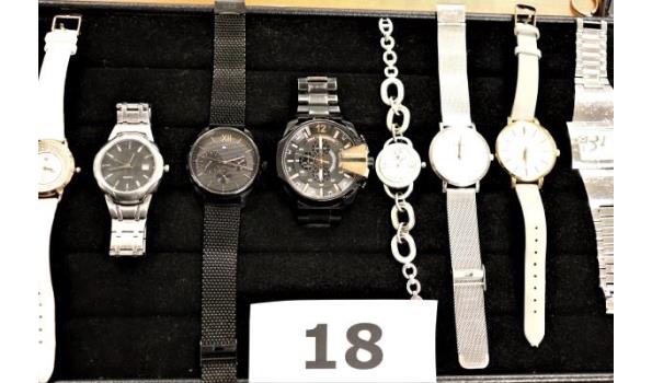 8 diverse horloges w.o. HILFINGER, DIESEL, CLUSE, VICEROY enz